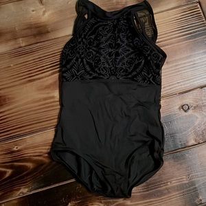 Like new black burnt velvet halter leotard